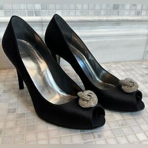 Stuart Weitzman Black 4 Inch Heels with Sequin Knots